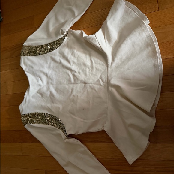 Forever 21 Women’s Large Cream and Gold Sequins Knit Top NWT - Picture 5 of 6